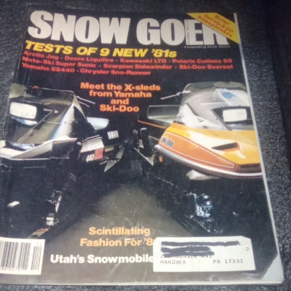 Vintage Snow Goer Magazine November  1980 with Orange & Black Snowmobile